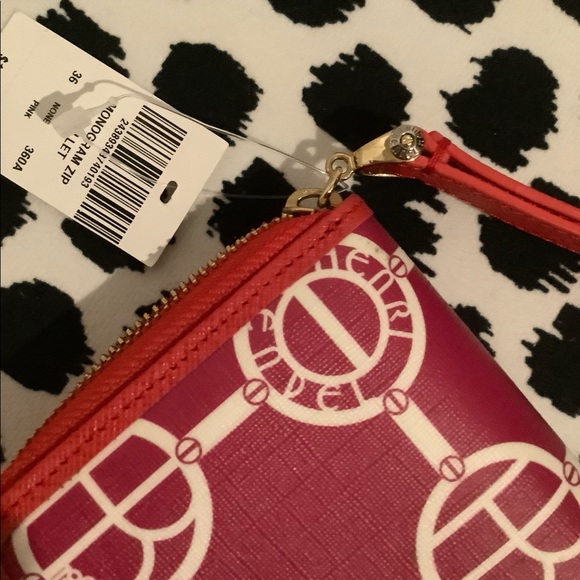 Henri Bendel fushia/white monogram zip wallet - Picture 4 of 6